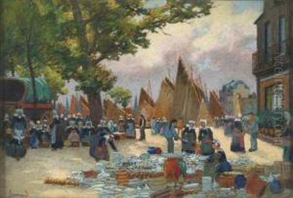 Le Marche En Bretagne Oil Painting by Mathurin Janssaud
