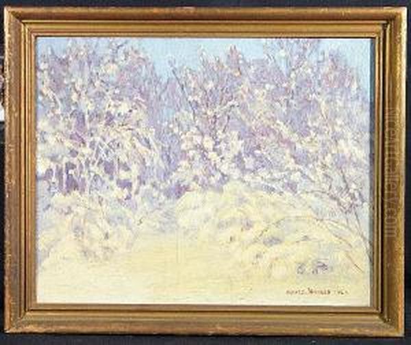 ''winter Scene'', Oil/canvas. Framed Oil Painting by Alfred Jansson