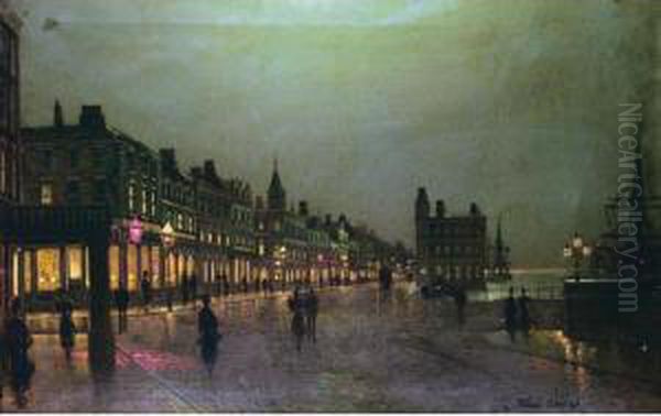 Promenande At Dusk Oil Painting by Wilfred Jenkins