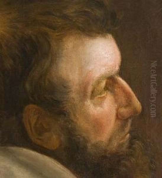 Monch-portrat Im Profil Oil Painting by Johannes Jensen