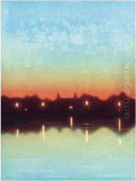 Majnatts-gryning I Mansken (maynight Dawn In Moonlight) Oil Painting by Stefan Johansson