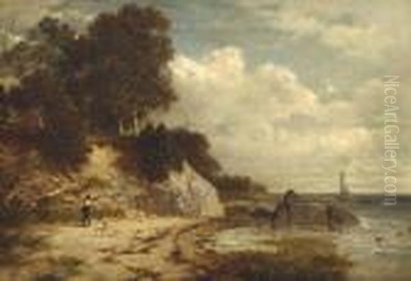 At Larchmont Manor, Long Island Sound, New York Oil Painting by David Johnson