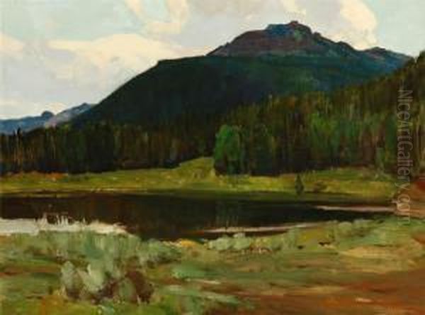 Lake Oil Painting by Frank Tenney Johnson