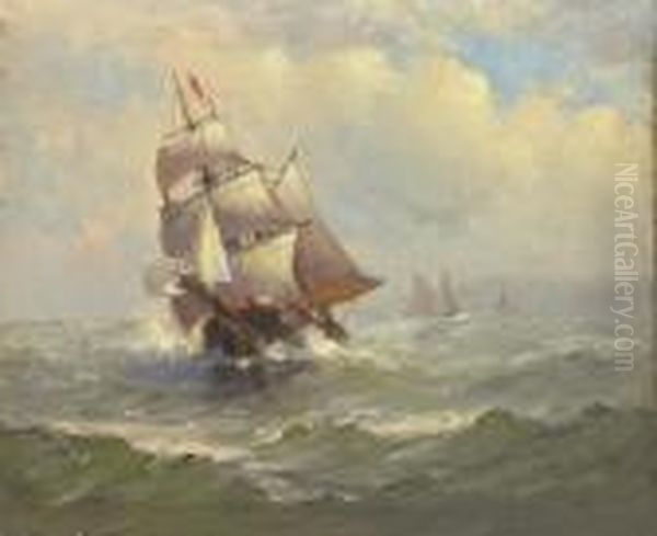 Fishing Boats Oil Painting by Marshall Johnson