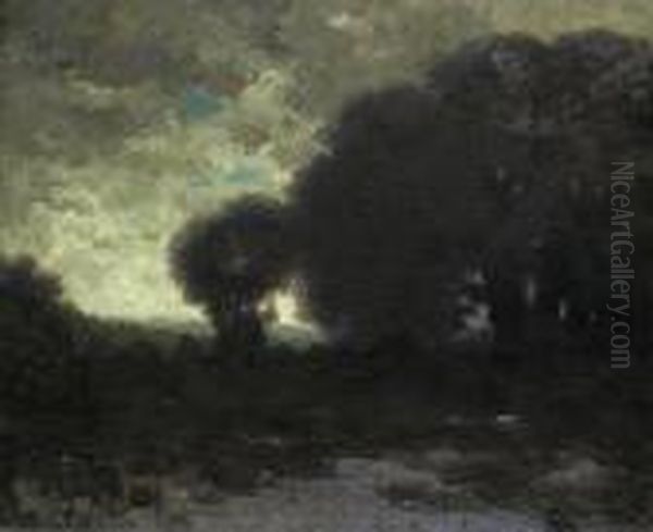 Twilight Landscape Oil Painting by Carl Henrik Jonnevold