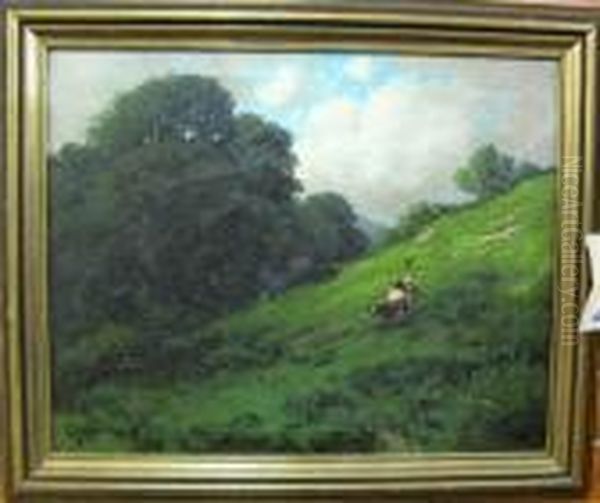 A Pastoral Landscape Oil Painting by Carl Henrik Jonnevold