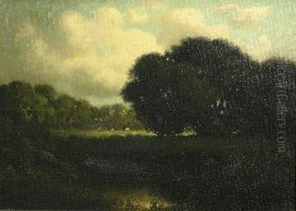 A Forest Clearing Oil Painting by Carl Henrik Jonnevold