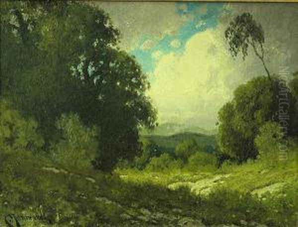 A Sunlit Clearing With Passing Clouds Oil Painting by Carl Henrik Jonnevold
