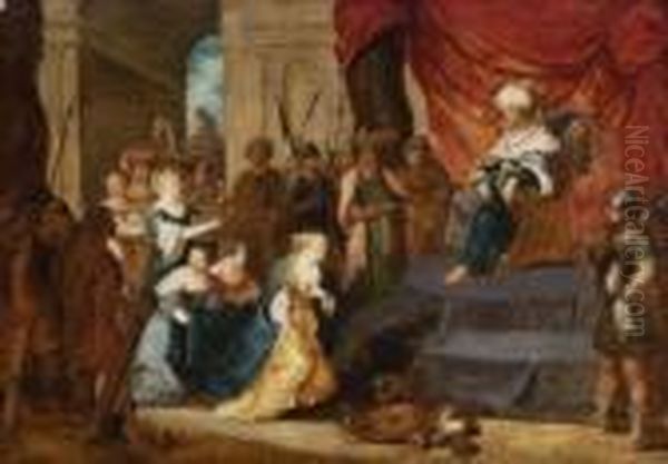 Salomo Und Die Konigin Von
 Saba Oil Painting by Hans III Jordaens