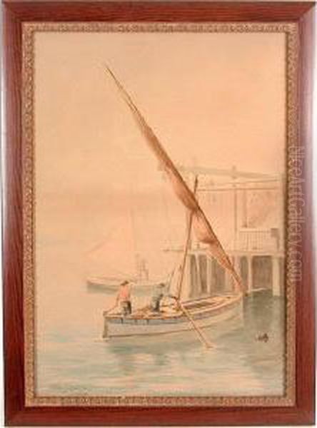 Jorgenson, Felucca In Sausalito Oil Painting by Christian A. Jorgensen