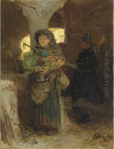 The Market Woman Oil Painting by Frederick Hendrik Kaemmerer