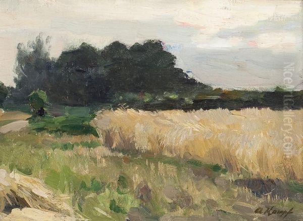 Niederrheinlandschaftmit Kornfeld Oil Painting by Arthur Kampf