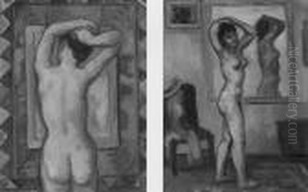 The Mirror (#) Model Oil Painting by Bernard Karfiol