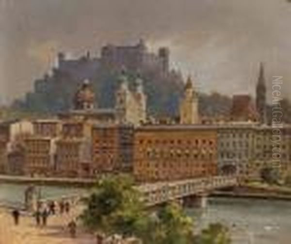 Blick Auf Salzburg Mit Festung Oil Painting by Paul Kaspar