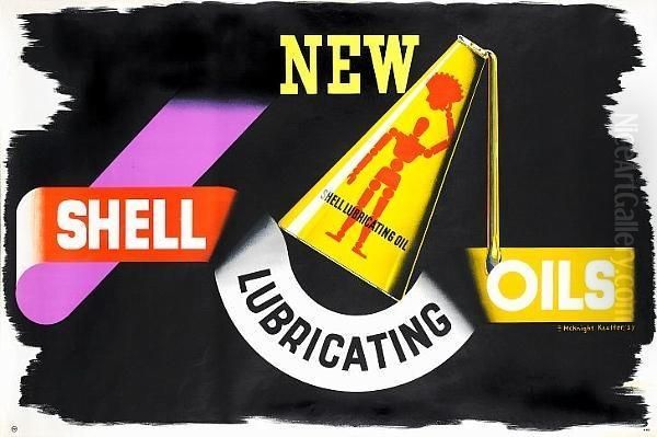 New Shell Lubricating Oils Oil Painting by Edward Mcknight Kauffer