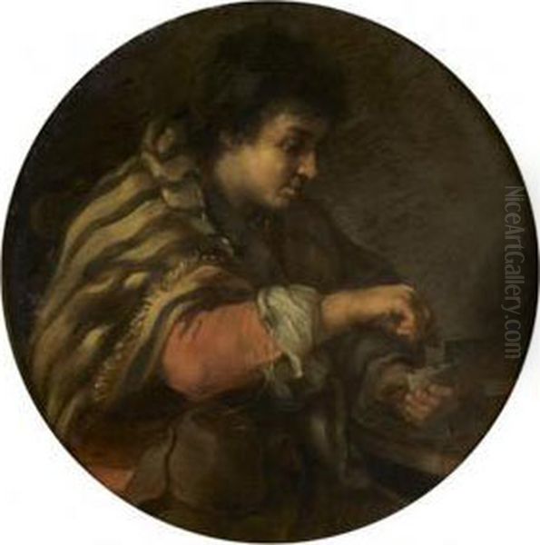 Le Jeune Joueur De Cartes Oil Painting by Bernhard Keil