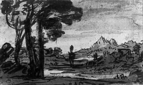 A river landscape Oil Painting by Alexander Cozens
