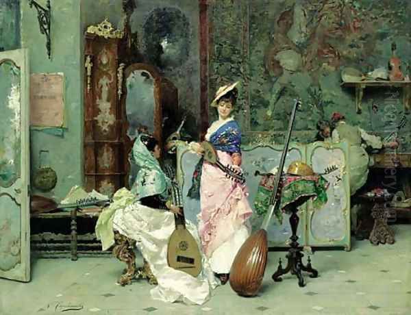The mandolin shop Oil Painting by Vincenzo Capobianchi