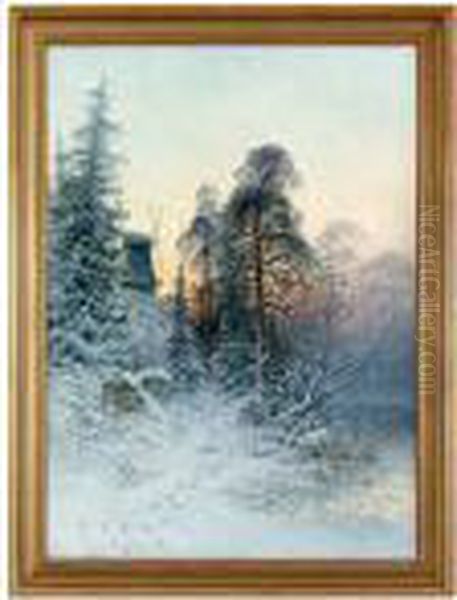 Skymningslandskap Oil Painting by Johan Kindborg