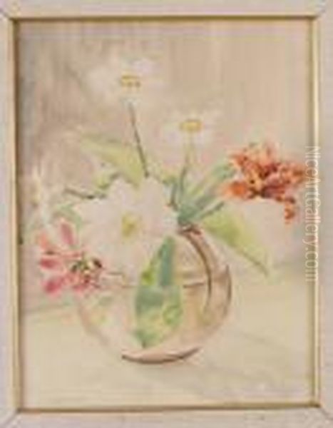 Blomsterstilleben Oil Painting by Esther Kjerner