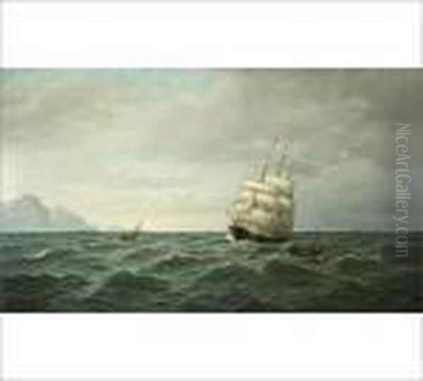 In Full Sail Oil Painting by Oskar Conrad Kleineh