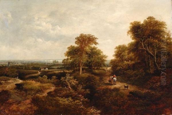 Encounter On A Sandy Path Oil Painting by Pieter Lodewijk Francisco Kluyver