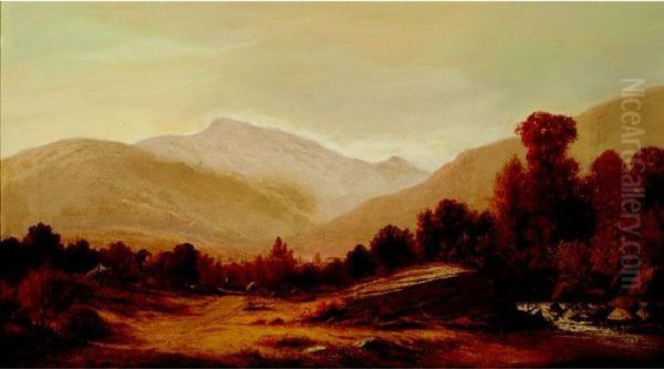 Mountain Landscape In Autumn Oil Painting by Charles Wilson Knapp