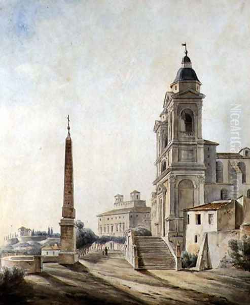 The French Academy in Rome, 1827 Oil Painting by Jean-Baptiste Philippe Cannissie