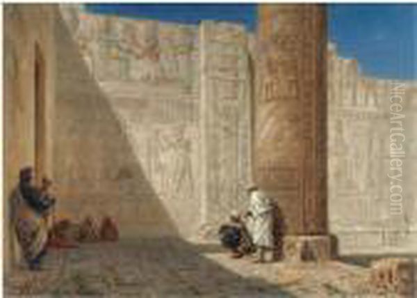 The Temple Of Seti I, Abydos Oil Painting by Ernst Carl Eugen Koerner