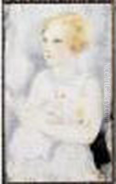 Jeune Fille A La Poupee Oil Painting by Micao Kono