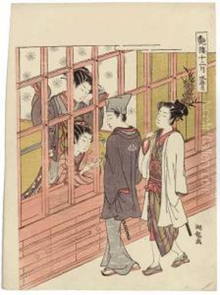 Minazuki (the Sixth Month), From
 The Series Enro Junigatsu(brothels In The Twelve Months) Oil Painting by Isoda Koryusai