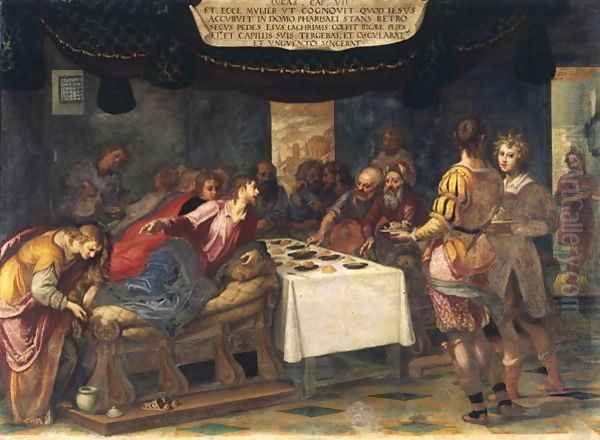 Christ in the House of Simon the Pharisee Oil Painting by Henri Coeylas Christ in the House of Simon the Pharisee Oil Painting by Henri Coeylas