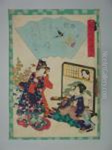 Le Prince Assis Tenant Un Kobako Oil Painting by Kunisada