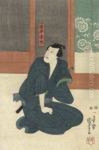 Oban Tate Oil Painting by Kuniyoshi