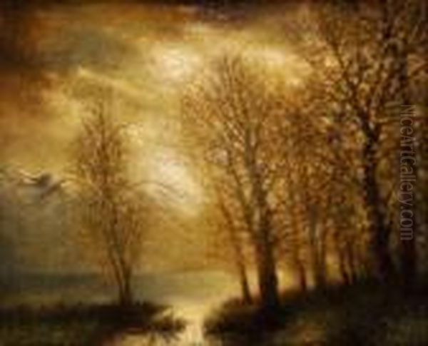 Svitanie Oil Painting by Jeno Kuszka