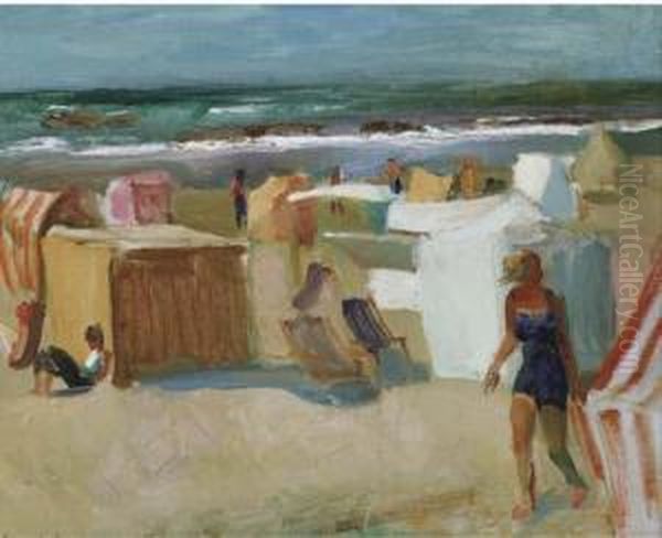 At The Beach Oil Painting by Harrie Kuyten