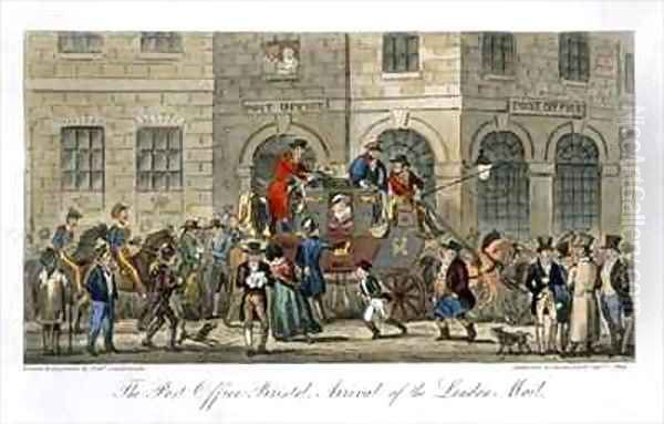 The Post Office Bristol Arrival of the London Mail Oil Painting by Isaac Robert Cruikshank