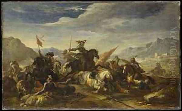 Skirmish Oil Painting by Jacques Courtois