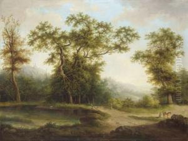 Wooded Landscape. Oil Painting by Antoni Lange