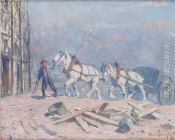 Arbetshastar, Dusseldorf Oil Painting by Alexander Langlet