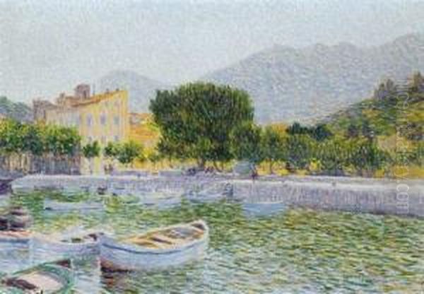 Port A La Cote D'azur Oil Painting by Fernand Lantoine