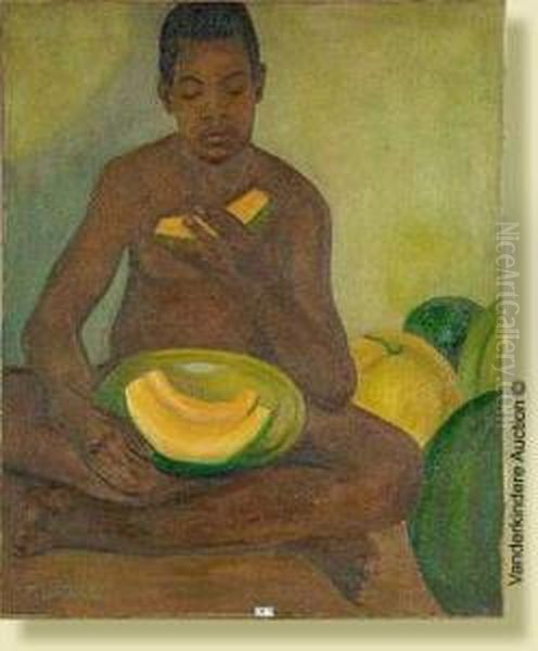Africain Degustant Des Fruits Oil Painting by Fernand Lantoine