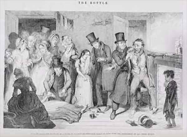 The Bottle Plate VII Oil Painting by George Cruikshank I