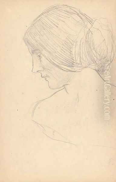 Study of a woman, bust-length, turned to the left Oil Painting by Pietro Da Cortona (Barrettini)