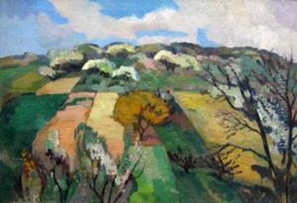 Trees In A Landscape Oil Painting by Alfred Marie Le Petit