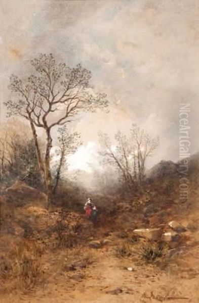 La Bergere Et Le Patre Oil Painting by Hippolyte Lebas