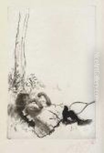 Petite Fille A La Raquette Oil Painting by Louis Legrand