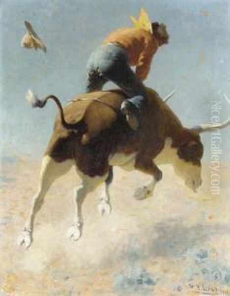 A Wild Texas Steer Oil Painting by William Robinson Leigh