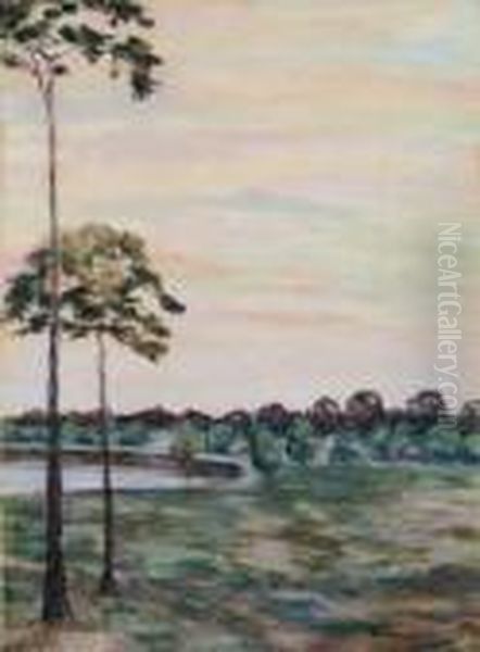Pastellkreiden Auf Papier, Auf 
Festen Karton 63 X 46,5 Cm Aufkaschiert, Unter Glas Gerahmt. Unten 
Rechts In Grun Signiert Oil Painting by Walter Leistikow