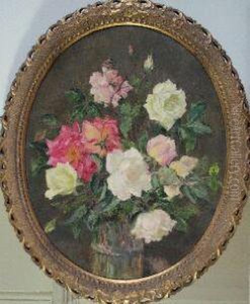 Still Life Of Roses Oil Painting by Nan C. Livingstone